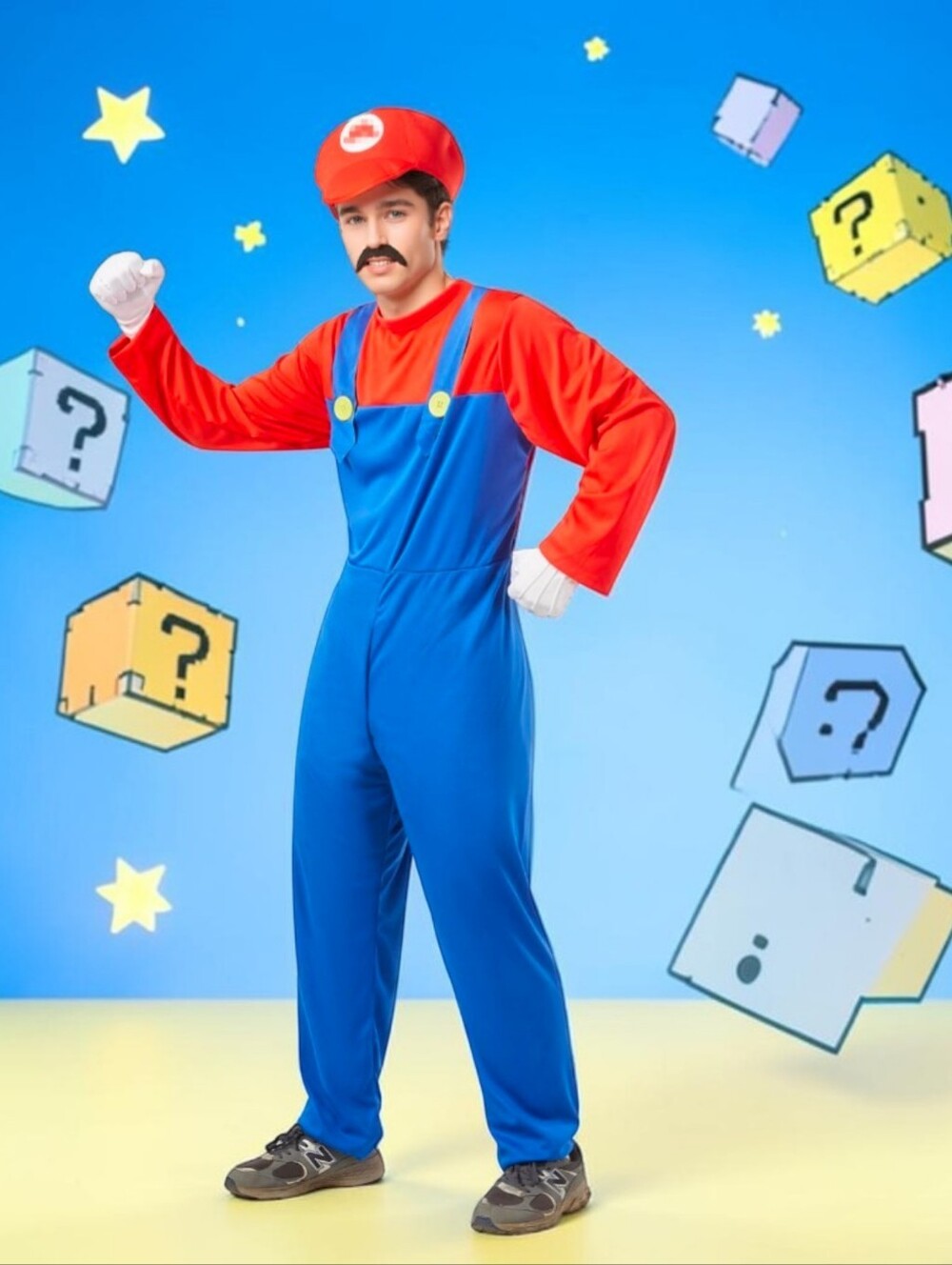 Men's Deluxe Super Mario Bros Inspired Plumber Costume, M